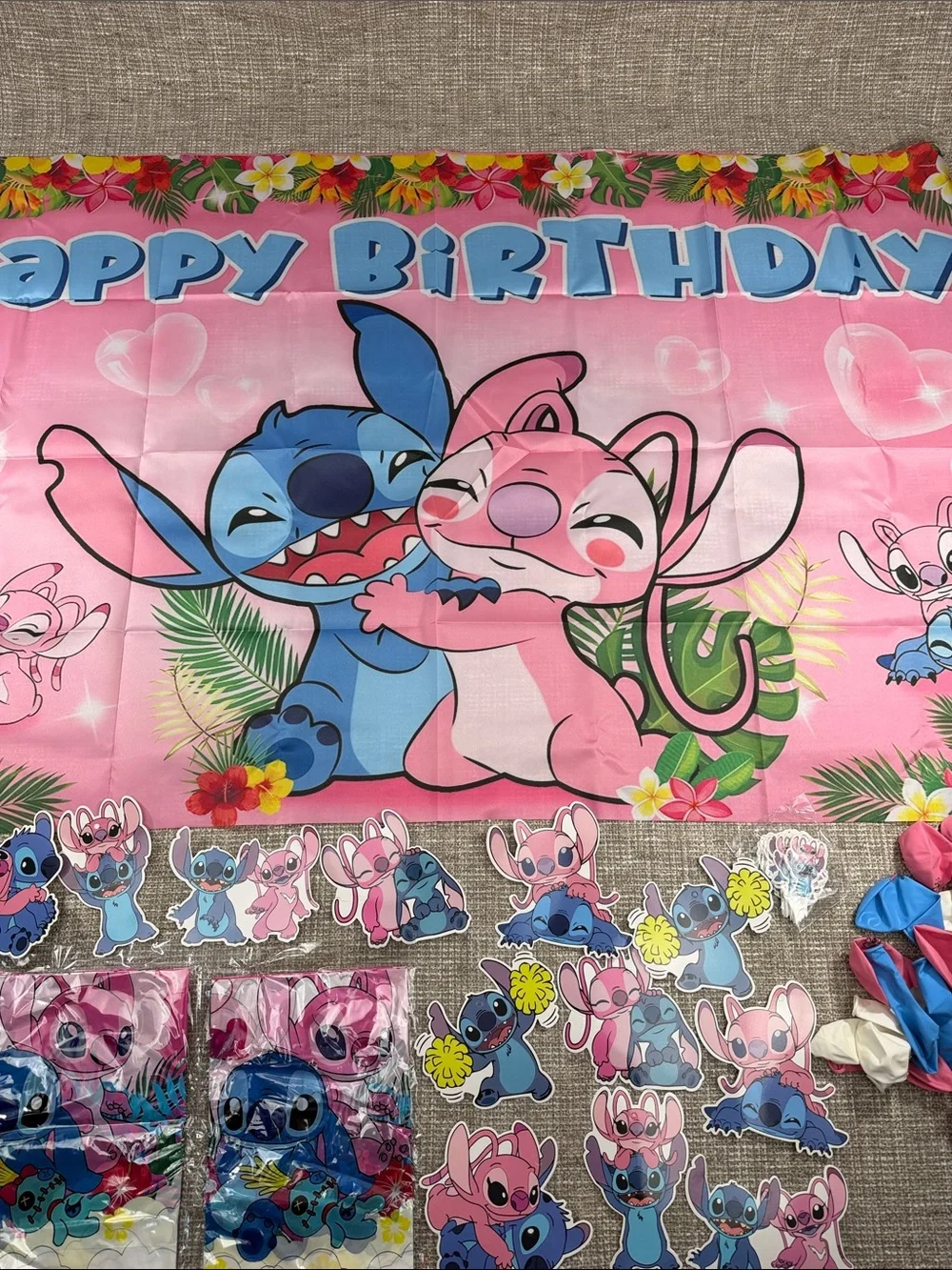 Disney Lilo & Stitch Pink and Blue Party Banner and Decorations